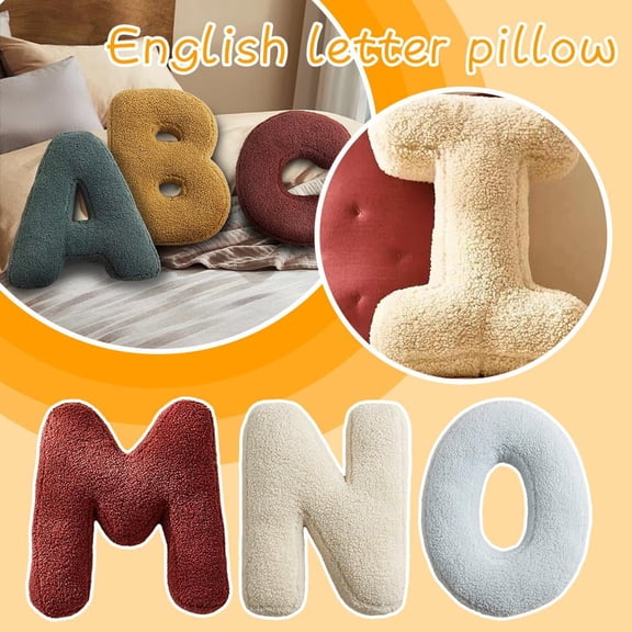 Vensio-English Letter Plush Pillow Soft Initial Alphabet Throw Cushion Decorative Prop for Kids Room Nursery