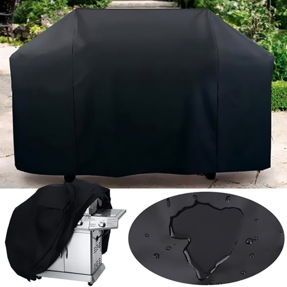 Vensio -Extra Large BBQ Grill Cover 190x71x117cm, Waterproof and UV Resistant 210D Polyester Barbeque Protector with Drawstring, Heavy Duty Rain Snow Breathable Cover Black