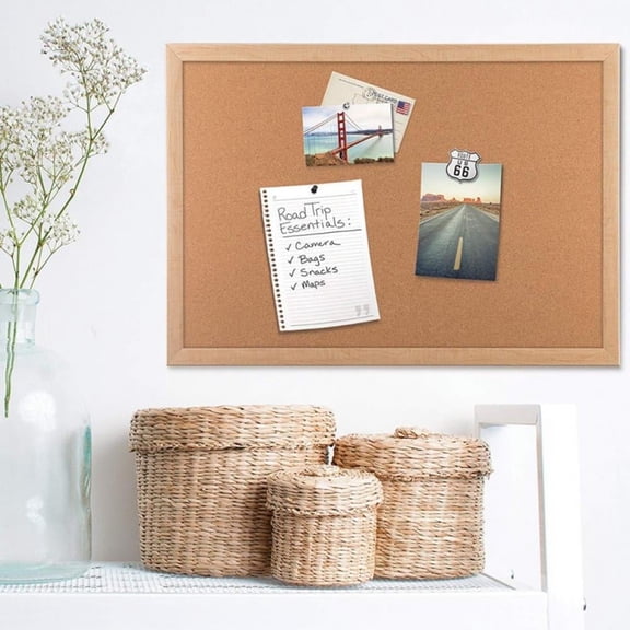 Vensio-Framed Cork Bulletin Board, Rustic Wall Hanging Memo Display--16"x12"