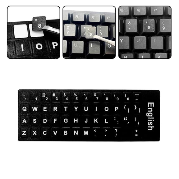 Vensio-Frosted English Keyboard Stickers White Background Black Letters PVC Replacement Decals for PC Laptop