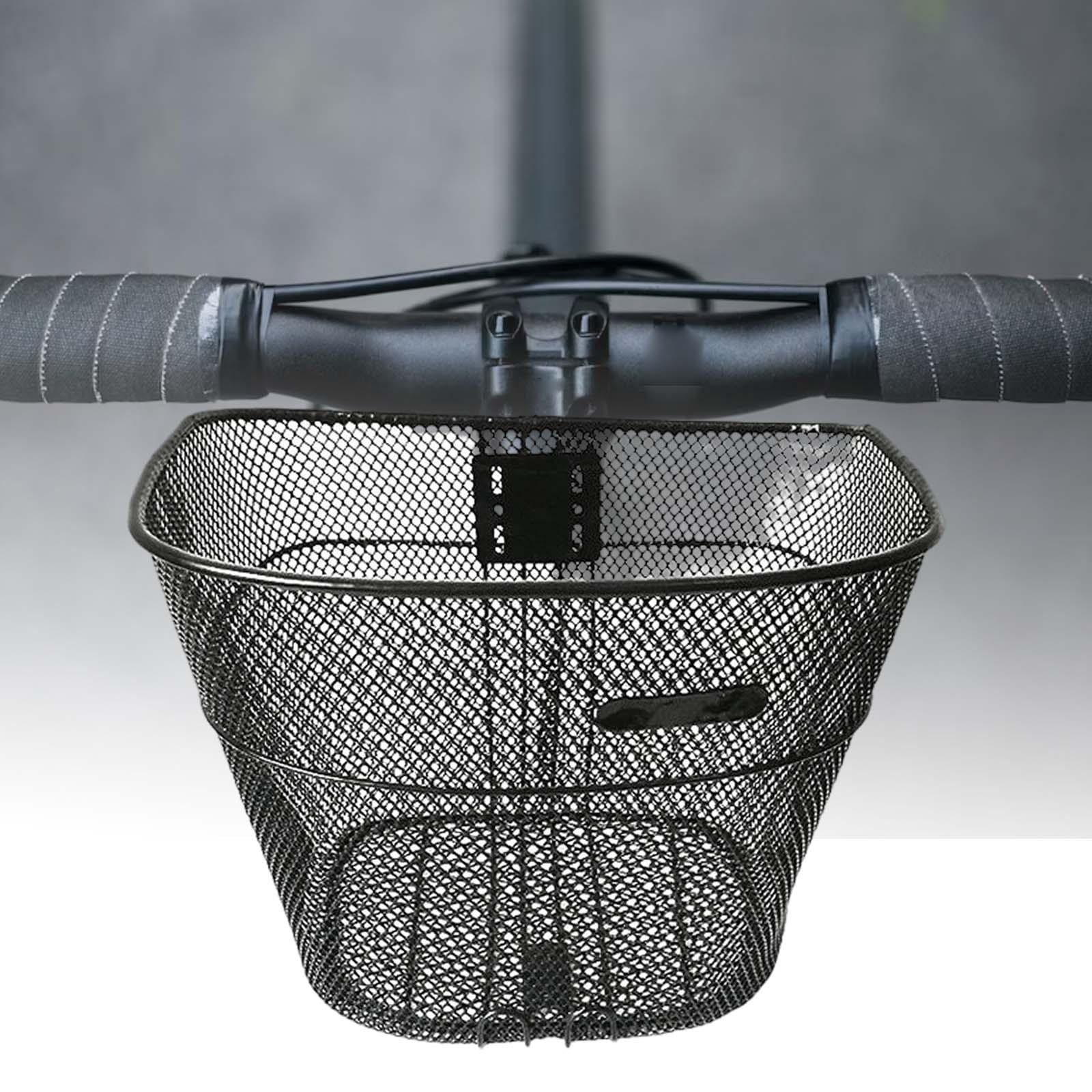 Vensio Heavy Duty Iron Mesh Bike Front Basket with 3 Fixed Holders Removable Handlebar Storage for Shopping