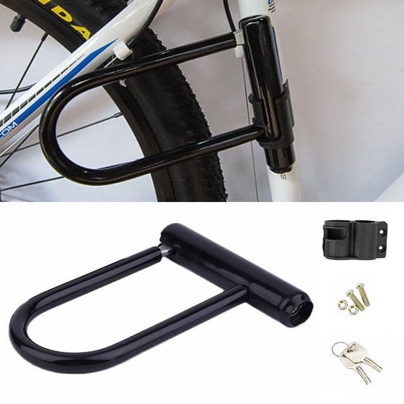 Vensio -Heavy Duty U-Lock Bicycle Lock with 16mm Hardened Shackle and Mounting Bracket, Anti-Theft Bike Security Lock with 2 Keys for Road Mountain Bikes Motorcycles Scooters and Gates, Black