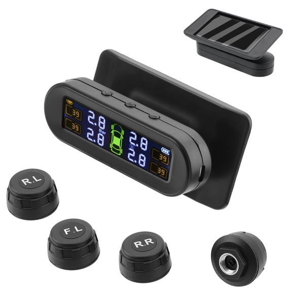Vensio -Intelligent Solar Wireless TPMS Car Tire Pressure Monitoring System, 4 External IP67 Waterproof Sensors with LCD Display for UK Vehicles, Real-Time Alarm