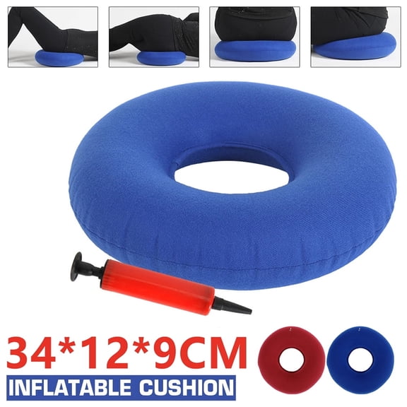 Vensio -Large Inflatable Donut Ring Cushion with Air Pump, Orthopedic Firm Seat Pad for Coccyx Prostate and Sciatica Pain Relief, Post-Surgery Comfort Pillow Blue
