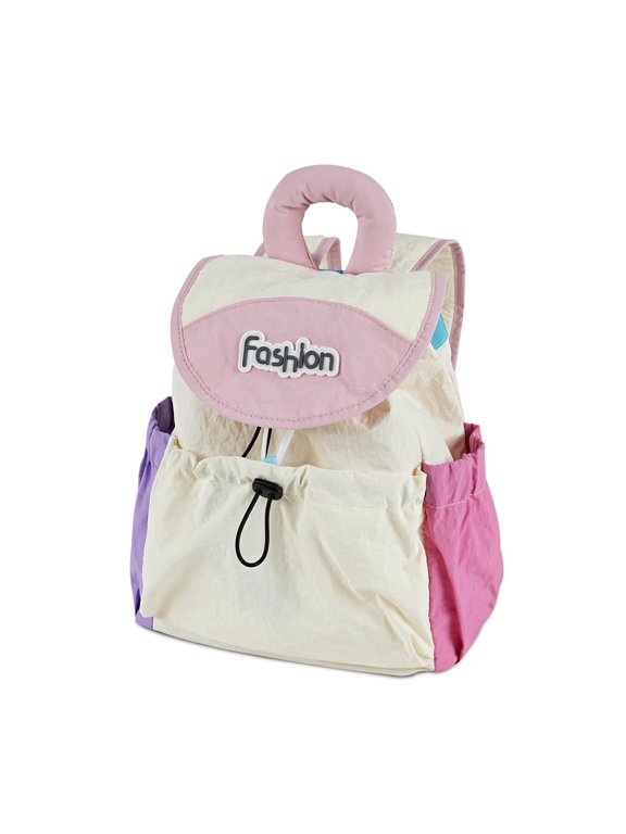 -Lightweight Color Block Drawstring Backpack Cute Mini Backpack Casual Daypack