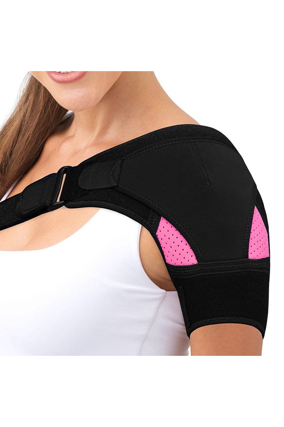 -Medical-Grade Shoulder Stability Support Brace - Adjustable Compression Sleeve with Targeted Pressure Pad & Ice Pack Pocket for Torn Rotator Cuff-rosered-