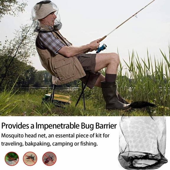 Vensio-Mosquito Midge Insect Hat Mesh Head Net Face Protector Fits Outdoor Hiking Camping