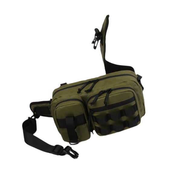 Vensio -Multi-Purpose Fishing Tackle Bag with Rod Holder and Pockets, Waterproof Oxford Cloth Rucksack for Hiking and Camping, Breathable Mesh Gear Pack Green