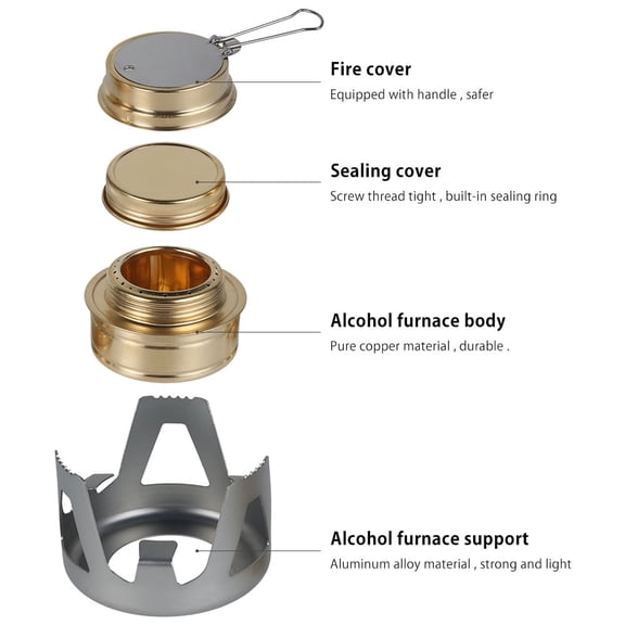 Vensio Portable Mini Alcohol Stove Set with Brass Spirit Burner and Aluminum Stand for Outdoor Camping