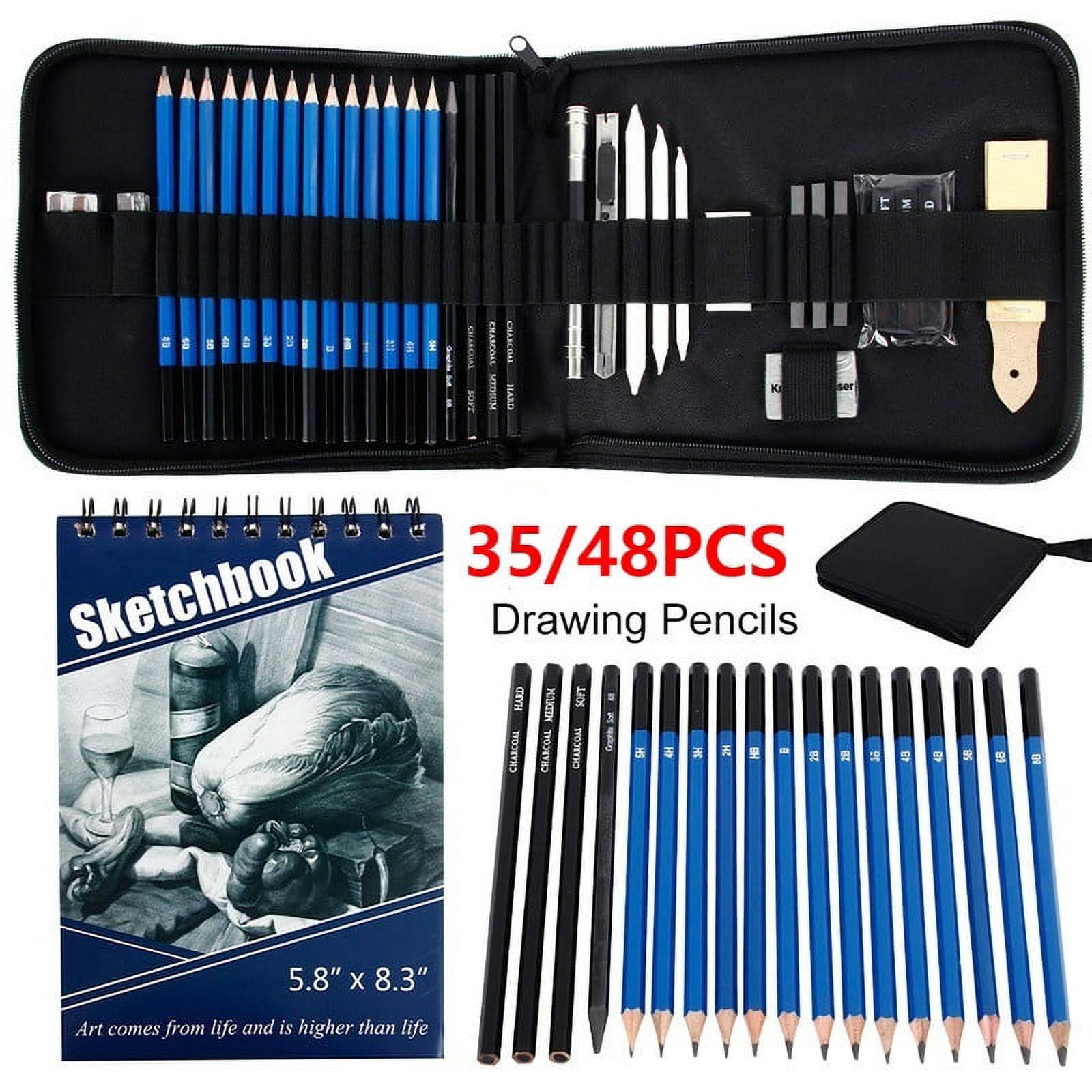 Vensio -Professional 48PCS Sketching and Drawing Pencils Set, Complete Artist Kit with Graphite Charcoal and Pastel Pencils with Portable Carrying Bag, Art Supplies