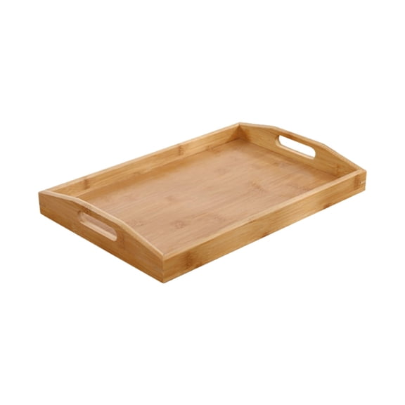 Vensio-Rectangular Bamboo Wood Serving Tray with Handles, Breakfast in Bed--35*22*5cm