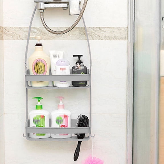 Vensio Silver Double Layer Hanging Shower Caddy Bathroom Organizer Rack with Suction Cups for Shampoo