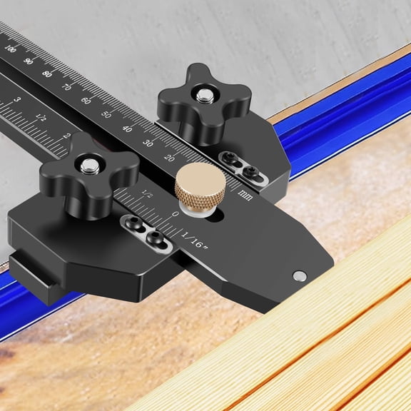 Vensio -Table Saw Thin Rip Jig Guide with One-Way Roller Bearing, Adjustable Metal Woodworking Guide for Narrow Thin Strip Repetitive Cutting, T-Slot and U-Slot Fit