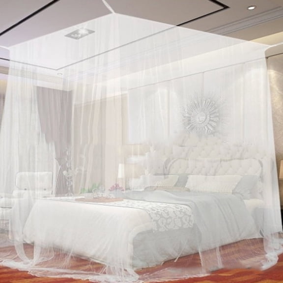 Vensio-Ultra-Large 4-Opening Canopy Mosquito Net, King Size Bed Protection-white-