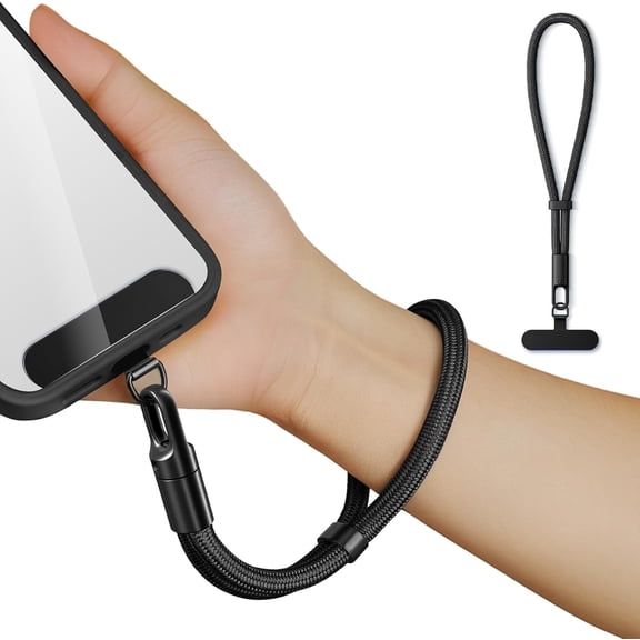 Vensio -Universal Hand Wrist Strap Lanyard for Smartphones and Daily Essentials, Durable Polyester Anti-Theft Phone Tether for Outdoor Activities, Black Patch Kit