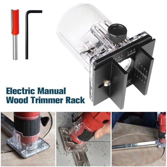 Vensio -Wood Palm Router Tool Base with Slotted Positioning Bracket and Wrench, Compact Electric Trimming Machine Base for 65mm Routers, Aluminum Alloy Woodworking Accessory