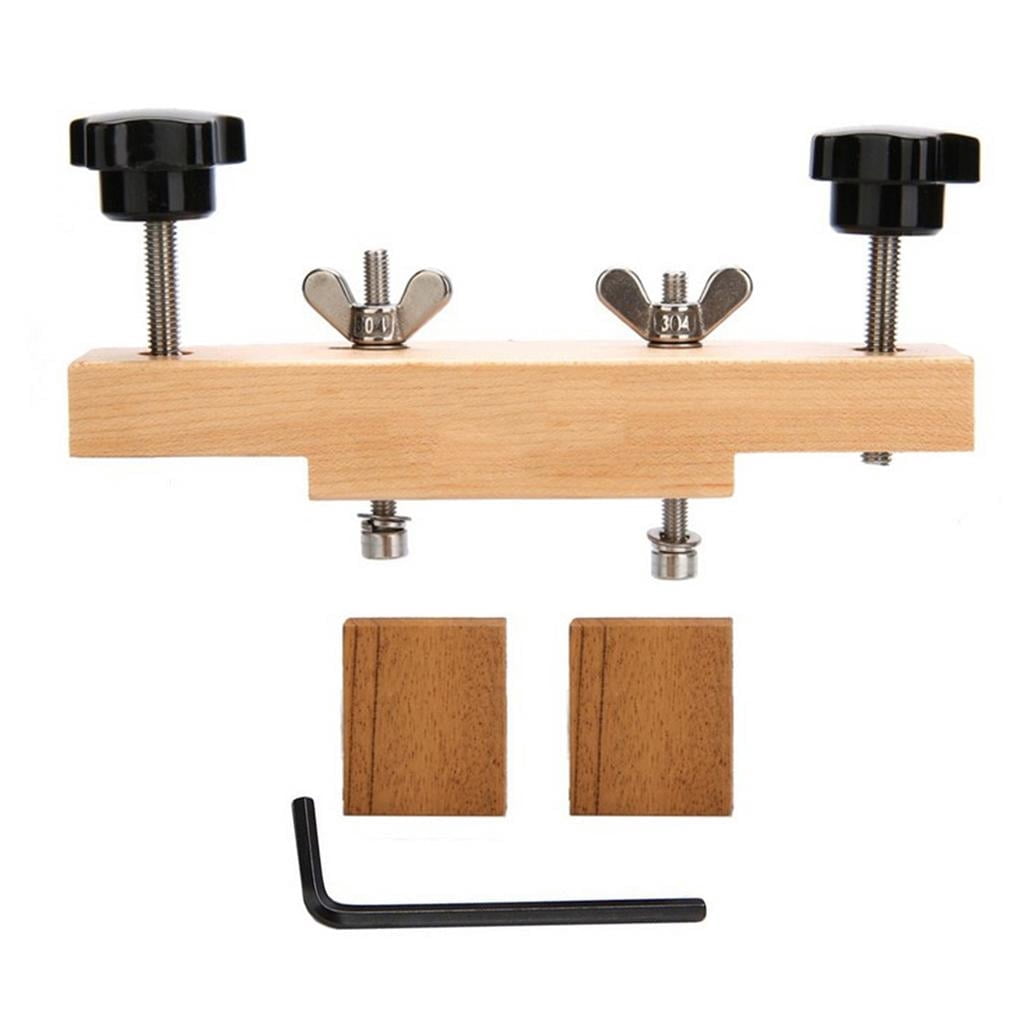 Vensio-Wooden Guitar Bridge Clamp Repair Tool with Allen Wrench and 2 Cork Gaskets Luthier Maintenance Kit for Acoustic Guitars