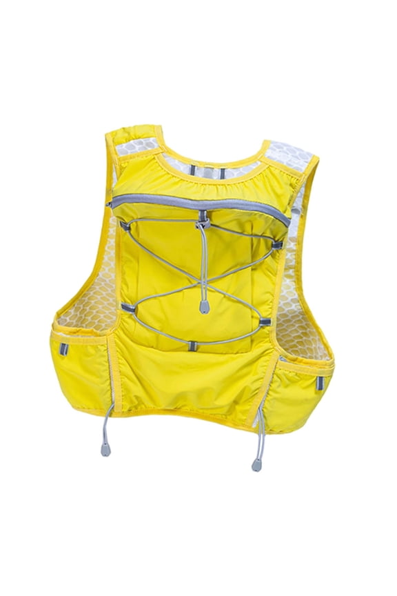 Yellow Lightweight Hydration Backpack 12L Adjustable Running Sport Bag with Reflective Rucksack for Cycling