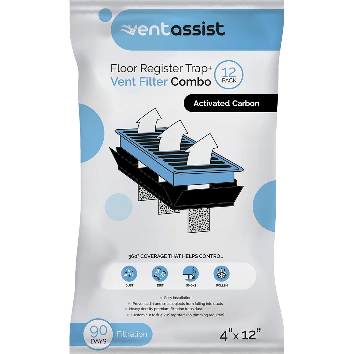 Vent Assist Floor Register Trap and Vent Filter Combo 360Degree