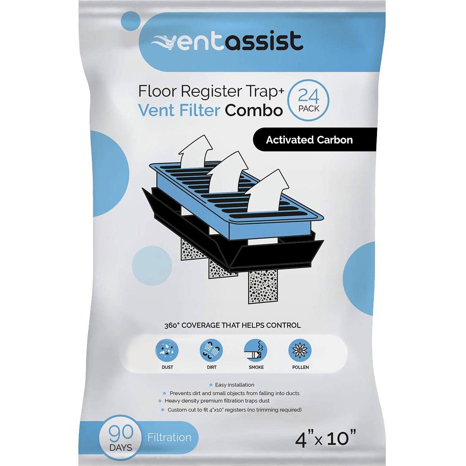Vent Assist Floor Register Trap and Vent Filter Combo 360Degree