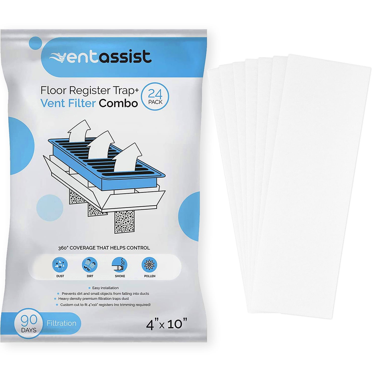 Vent Assist Floor Register Trap and Vent Filter Combo 360Degree