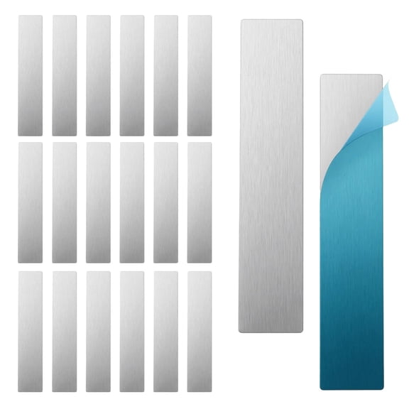 Vent Cover Adhesive Metal Plate 20 Pieces Multi Purpose Metal Strips Rectangular Steel Tape With Sticky Backing For Aluminum Steel Mounting (Silver)