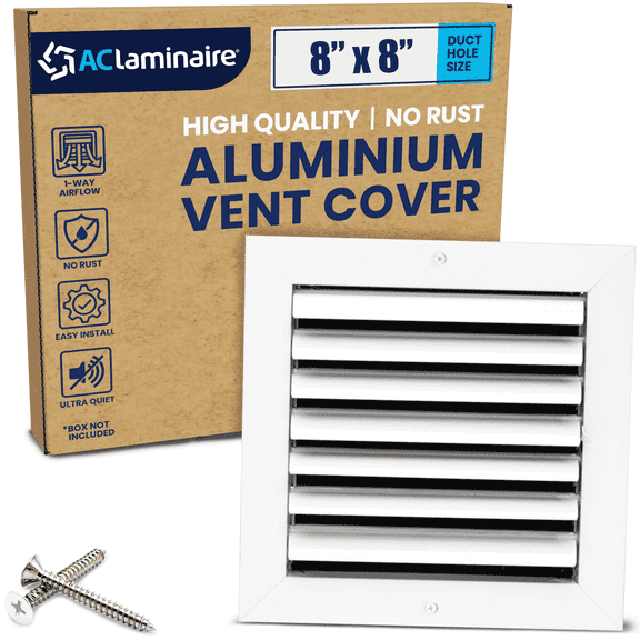 ACLAMINAIRE 8x8 1-Way Vent Cover Ceiling HVAC Aluminum Curved Blade [9.6x9.6 Face]