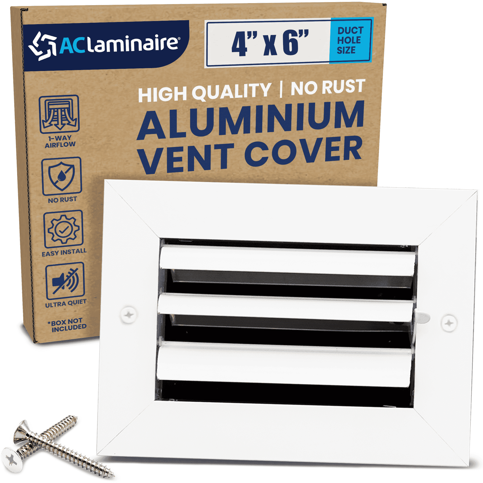 ACLAMINAIRE 1-Way Vent Cover Aluminum Curved Blade Adjustable for 4" x 6" Ducting