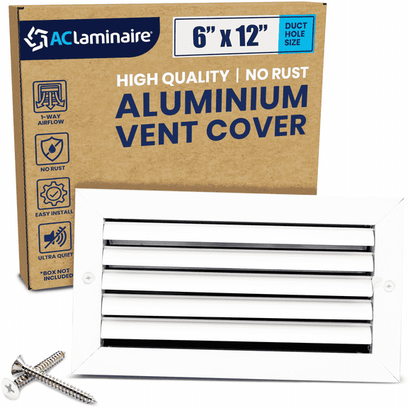 ACLAMINAIRE 6x12 1-Way Vent Cover Ceiling HVAC Aluminum Curved Blade [7.6x13.6 Face]
