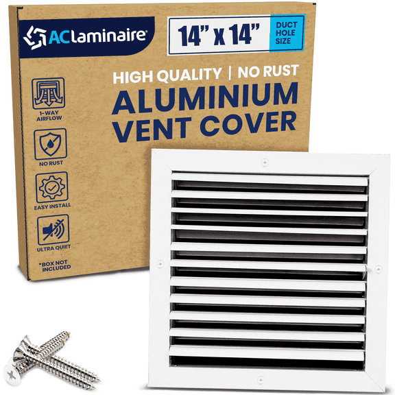 ACLAMINAIRE 14x14 1-Way Vent Cover Ceiling HVAC Aluminum Curved Blade [15.6x15.6 Face]