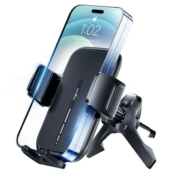 Vent Phone Mount for Car, Hands Free Air Vent Clip Cellphone Holder with Deep Wide Clamp, Universal Automobile Cradle Fit for Big Heavy iPhone 16 15 Cell Phone Thick Case, Android Wallet Card Holder