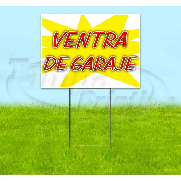 Venta De Garaje (18" X 24") Yard Sign, Includes Metal Step Stake
