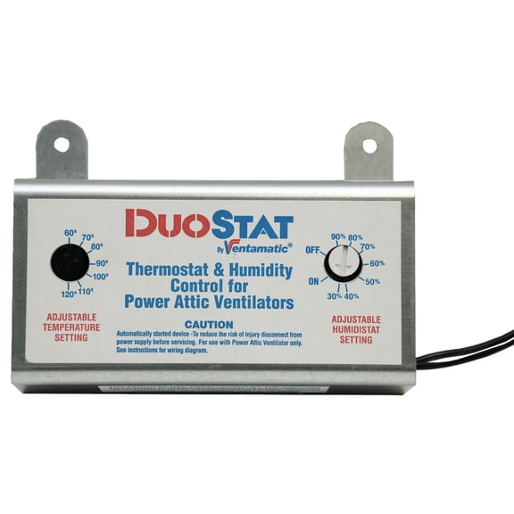 Ventamatic XXDUOSTAT Adjustable Dual Thermostat/Humidistat Control for Power Attic Ventilators — Residential Use, Standard Application