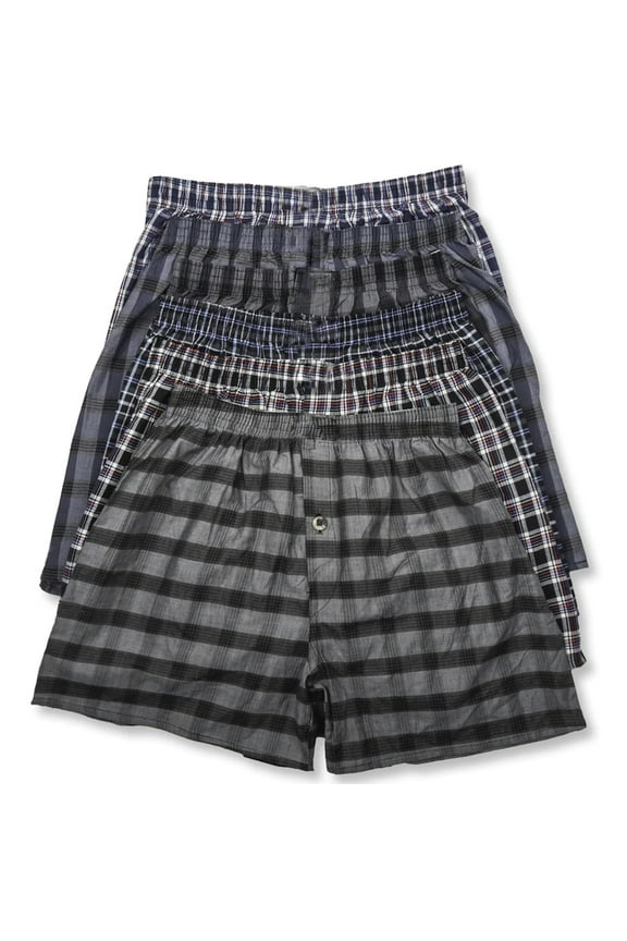Men's 6 Cotton Plaid Boxer Shorts Underwear