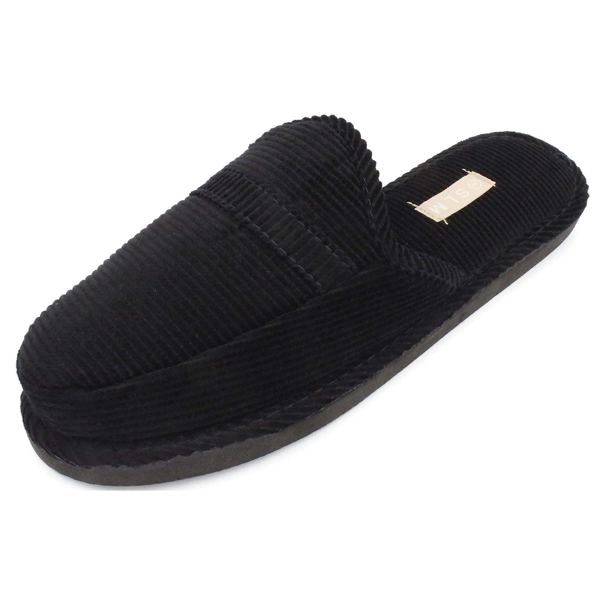 Ventana Men's Corduroy Slippers, Lightweight Indoor Open Back Slip