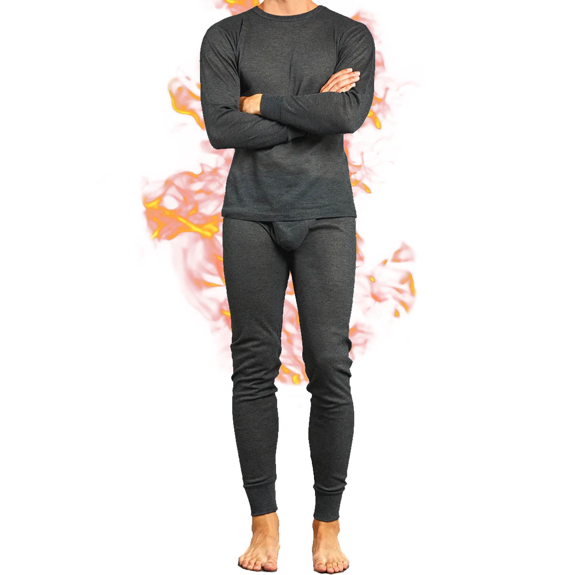 Thermal Base Layer Men Mens Wool Blend Thermal 2 Piece Lo Sleeve Top & Lo Johns Set Black Thermals Men - Foto 5