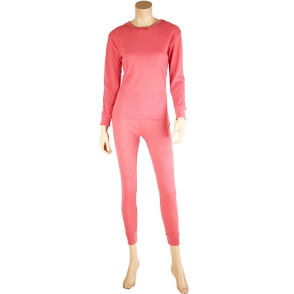 Ventana Women's Cotton Thermal Underwear Top Bottom 2pc Set Long John Loungewear Regular Plus Size