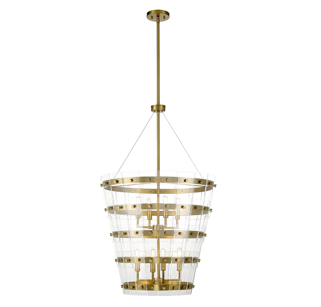 Ventari 8-Light Clear Glass and Warm Brass Pendant