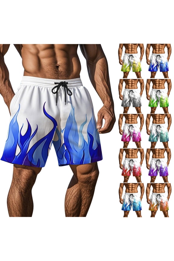 Ventas Flash Hoy DDAPJ pyju Men's Drawstring Swim Trunks Novelty 3D Graphic Printed Beach Board Shorts Quick Dry Bathing Suits Short Pants with Pockets Green L