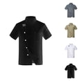 thumbnail image 1 of Vented Chef Coat Men Summer Short Sleeve Breathable Chef Jacket Kitchen Work Uniform, 1 of 3