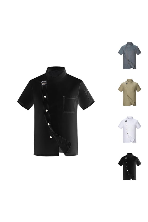 Vented Chef Coat Men Summer Short Sleeve Breathable Chef Jacket Kitchen Work Uniform