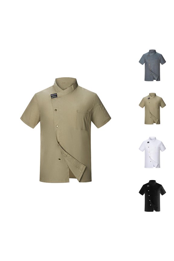 Vented Chef Coat Men Summer Short Sleeve Breathable Chef Jacket Kitchen Work Uniform
