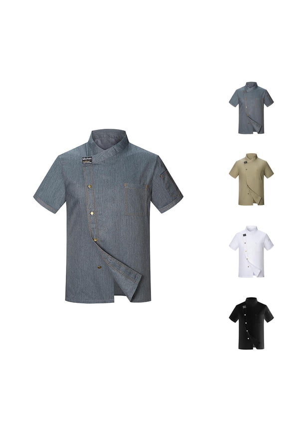 Vented Chef Coat Men Summer Short Sleeve Breathable Chef Jacket Kitchen Work Uniform