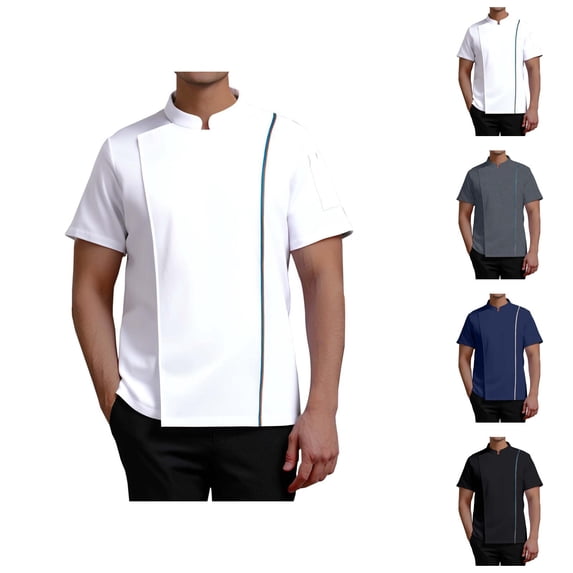 Vented Chef Coat Men Summer Short Sleeve Chef Jacket Clothes Kitchen Work Uniform