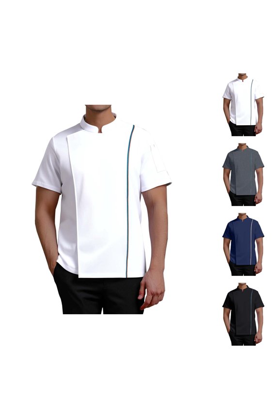 Vented Chef Coat Men Summer Short Sleeve Chef Jacket Clothes Kitchen Work Uniform