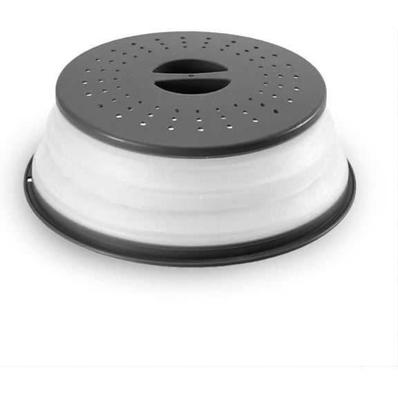 Vented Collapsible Microwave Splatter Cover for Food,Kitchen dish bowl Plate Proof lid Can be Hung,Dishwasher-Safe,BPA-Free Silicone & Plastic,10.5 inchs,gray