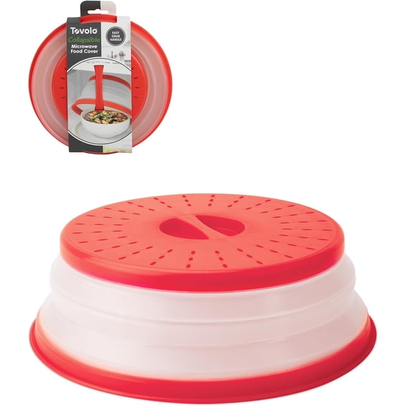 Vented, Easy Grip, Collapsible Microwave Cover, 10.5 Inch, Red