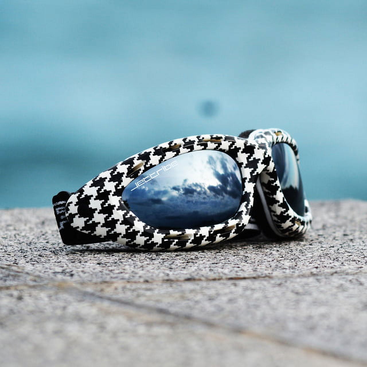 Vented Floating Jet Ski Goggles Jettribe Houndstooth Frame / Smoke