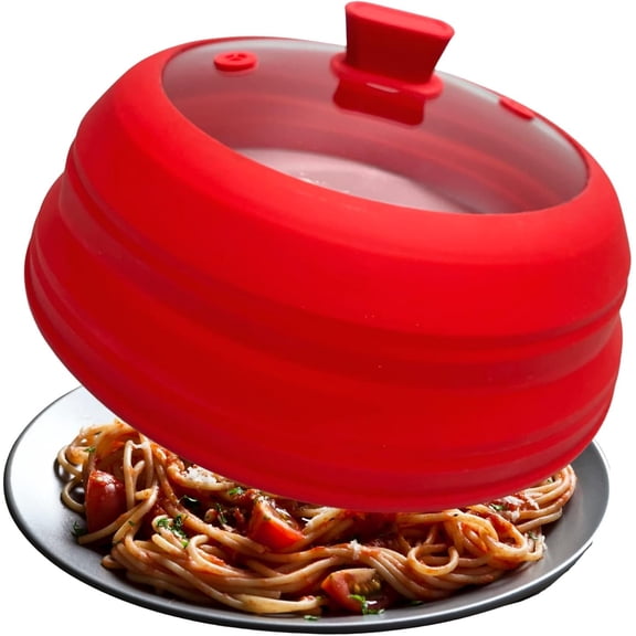 Vented Glass Microwave Plate Cover for , Collapsible Microwave Splatter Guard, Splatter Cover, Foldable Microwave Lid