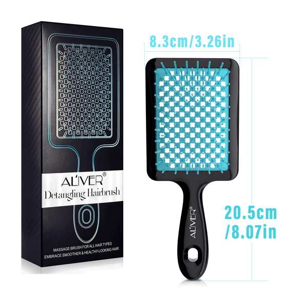 Vented Hair Brush - Lightweight Flexible Paddle Brush - Everyday Detangling & Styling Tool for All Hair Types - Blue
